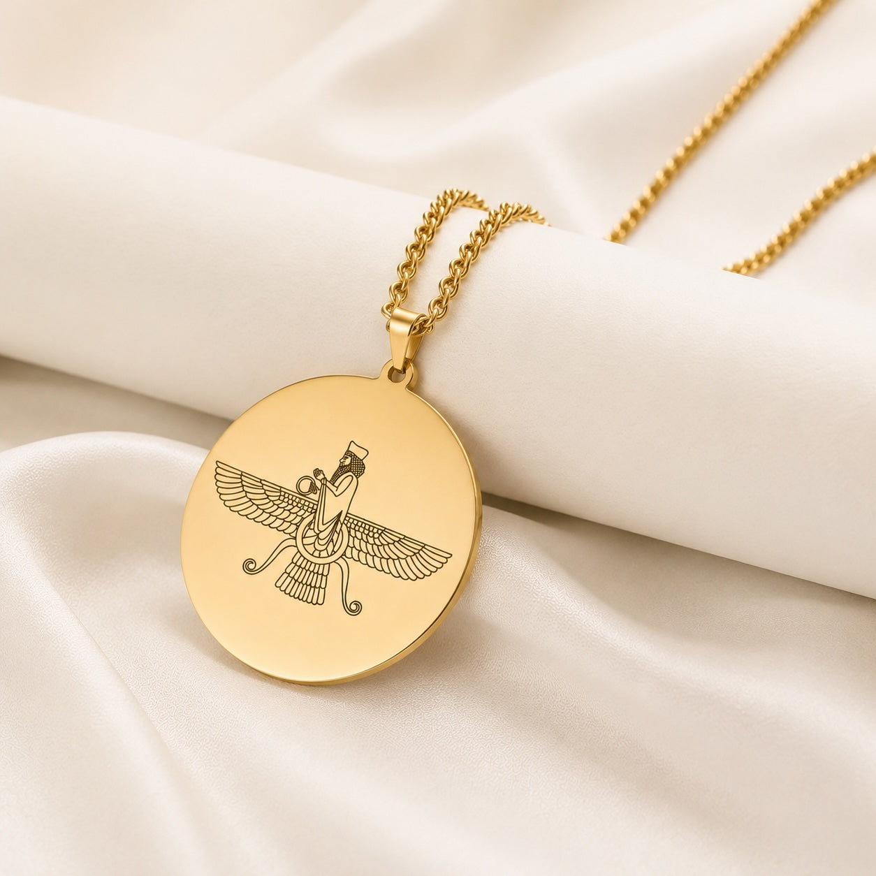 Faravahar engraved necklace